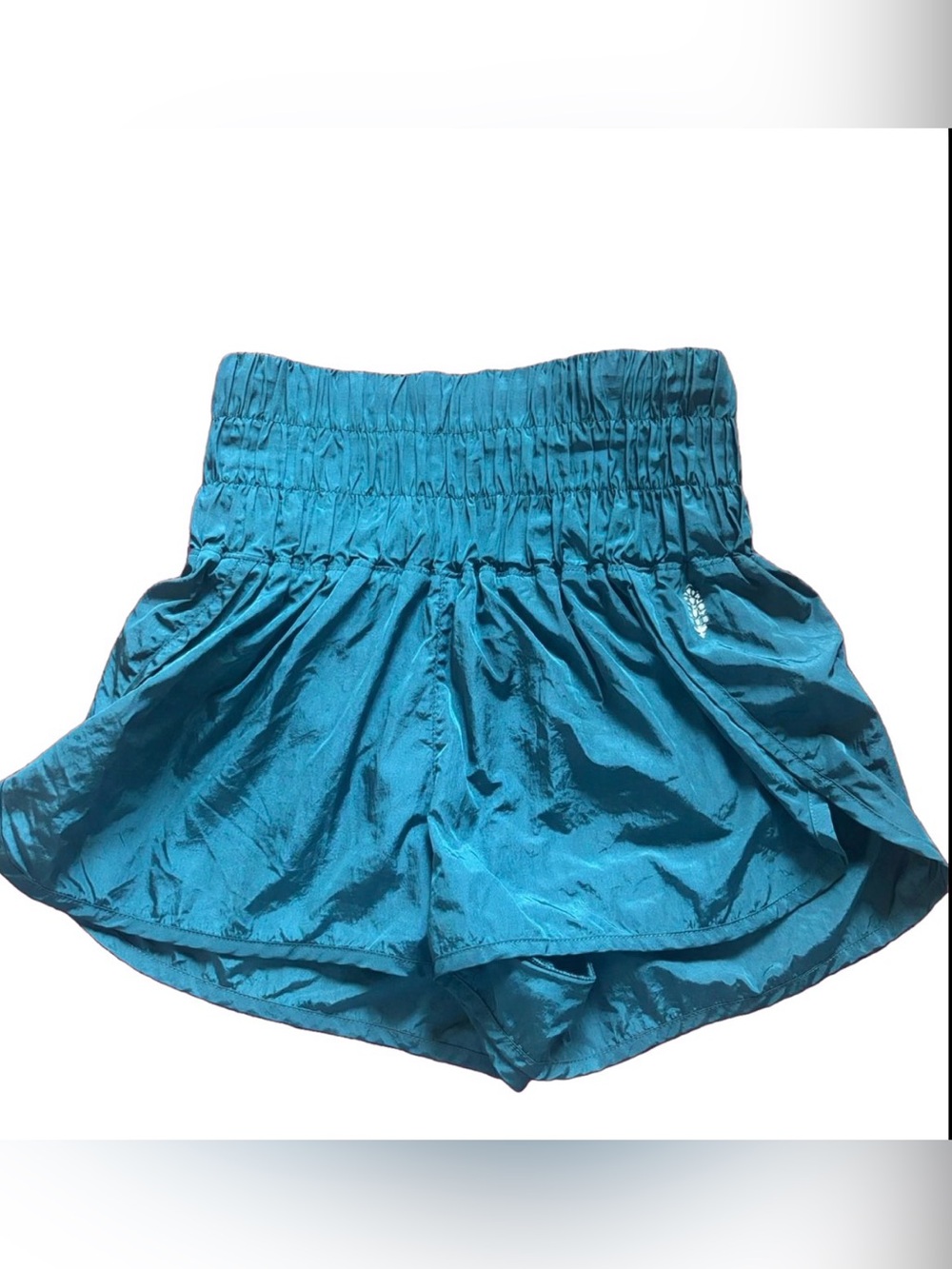FP Movement The Way Home Shorts Deep Sea Teal XS High Rise Smocked Athletic